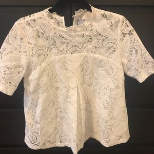 New LOFT white lace top, size XSP